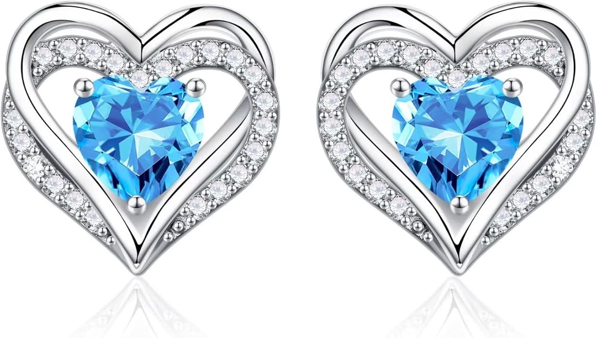 Iefil Valentine Day Gifts for Her - 925 Sterling Silver Heart Stud Earrings Birthday Gifts for Women