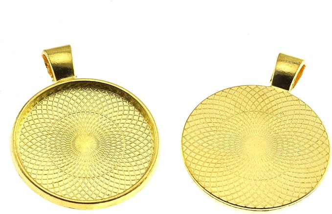 25pcs Round Bezel Pendant Trays Setting Cabochon Blank Base for DIY Crafting Photo Jewelry Findings Making Accessories 25mm(Gold)