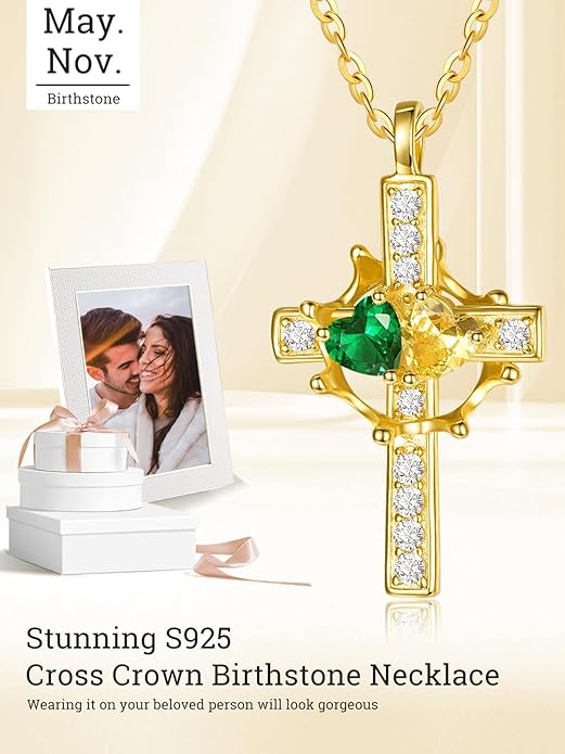 Valentine's Day Gifts for Wife 925 Sterling Silver Double Birthstone Pendant Necklaces I Love You for Always and Forever Necklace Anniversary Birthday Gifts for Wife Girlfriend Mom Her