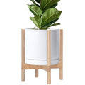 D'vine Dev Ceramic Pot with Natural Wood Stand, 12 in, 55-B-J-1 | Mid-Century by DvineDevPlanterPotsandStand