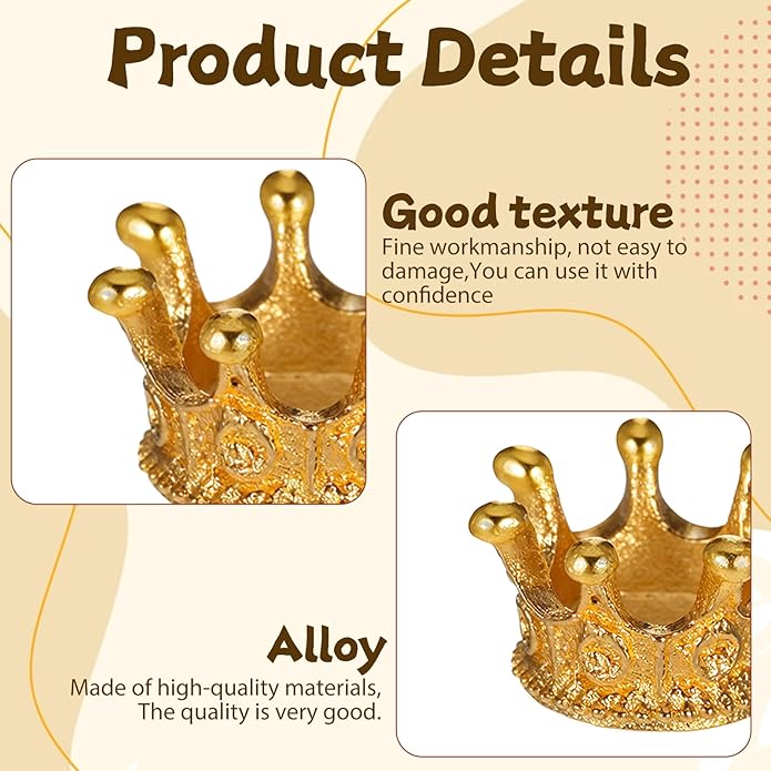 30 PCS Mini Crowns for Crafts, Mixed Color Vintage Crown Charms 3D Alloy King Crown‘s Beads Large Hole Spacer Beads for DIY Crafts Jewelry Necklace Making Supplies