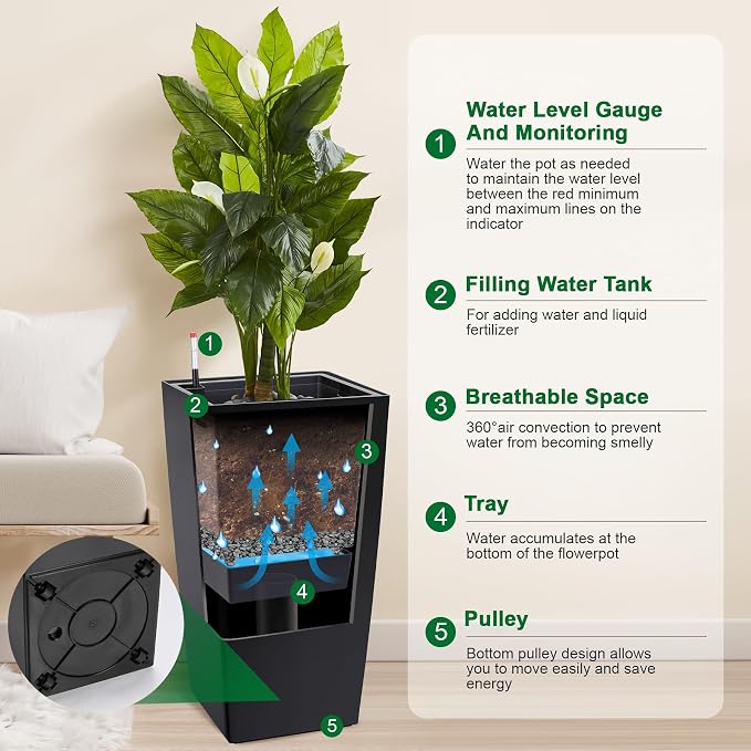 Garvee 30" Tall Planters Set of 2, Outdoor & Indoor Pots | High Front Porch - Image 2