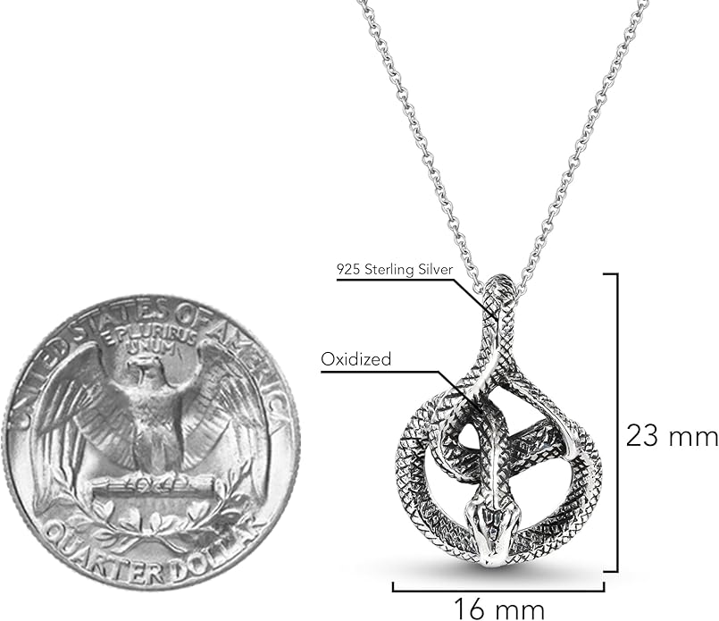 AeraVida Unique & Detailed Coiled Snake .925 Sterling Silver Pendant Necklace | Animal Serpent Inspired Pendant for Women | Reptile Necklace