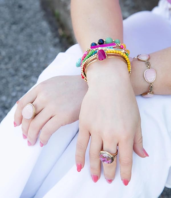 Barse Jewelry Serape Multi Stone Stretch Bracelet Set
