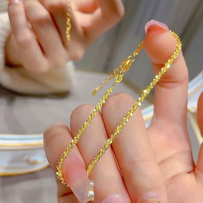 Elegant Thin Gold Plated Bracelet for Women - Adjustable Lobster Clasp Chain