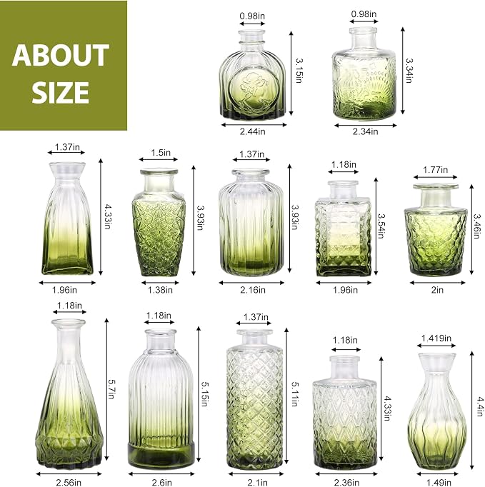 CUCUMI 12pcs Bud Vases for Centerpieces, Decorative Flower Vases for Wedding - Image 2
