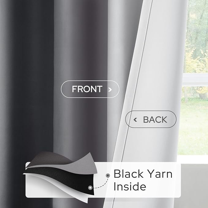 HOMEIDEAS Gray Grey Ombre Blackout Curtains, 52 X 84 Inch Length Gradient Color - Image 4