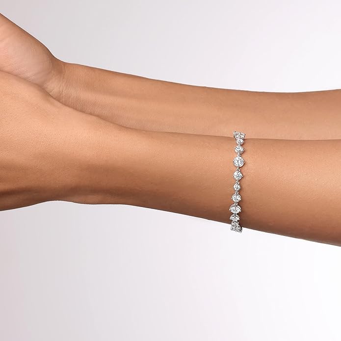 EcoGems Lab Grown Gemstone & Moissanite Bracelets – 14K/18K White or Yellow Gold Plated Sterling Silver – D Color VVS/VS Clarity – Elegant Sustainable Jewelry Gift with Gift Box