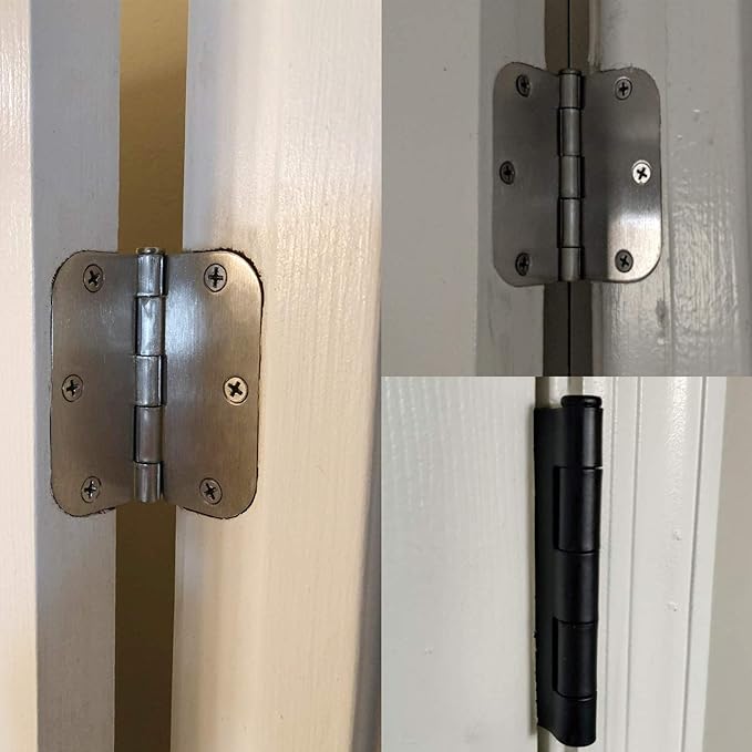 TDCHINGES Rounded Door Hinges Matte Black 3.5" Interior Exterior 12 Pack | - Image 6