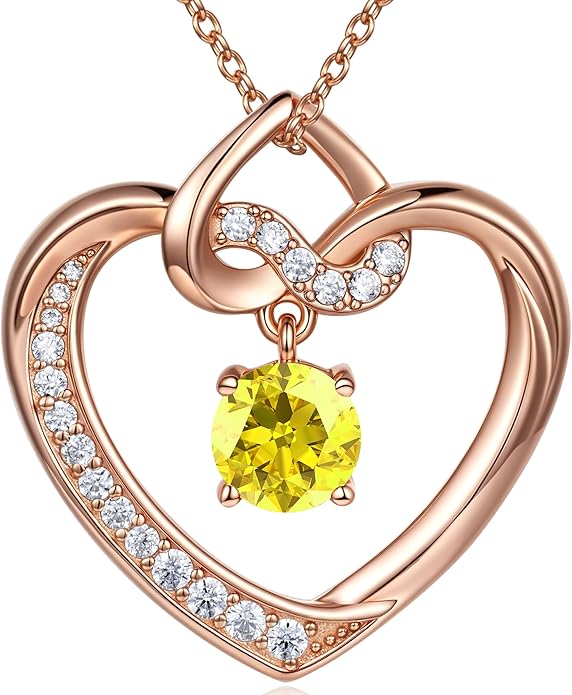 Heart Birthstone Necklaces Gifts for Women Wife, Jewelry for Women Wedding Anniversary Birthday Gifts for Wife Girlfriend Mom Christmas Valentines Gifts S925 Sterling Silver