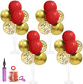 ZJDHPTY 4Set Red Gold Balloon Stand Table Centerpieces Party Decor | Christmas by ZJDHPTY