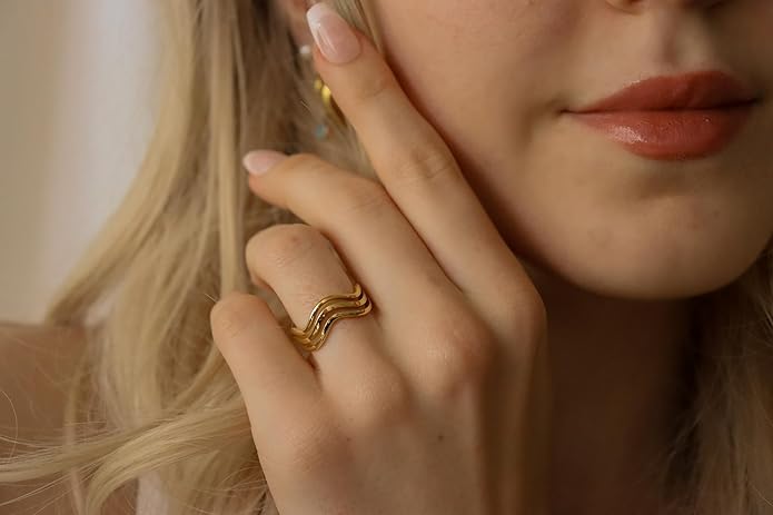 Elegant 18K Gold Plated Stainless Steel Ring – Fine Metal-Plated Jewelry with Durable, Scratch-Resistant Design for Daily Wear & Special Occasions