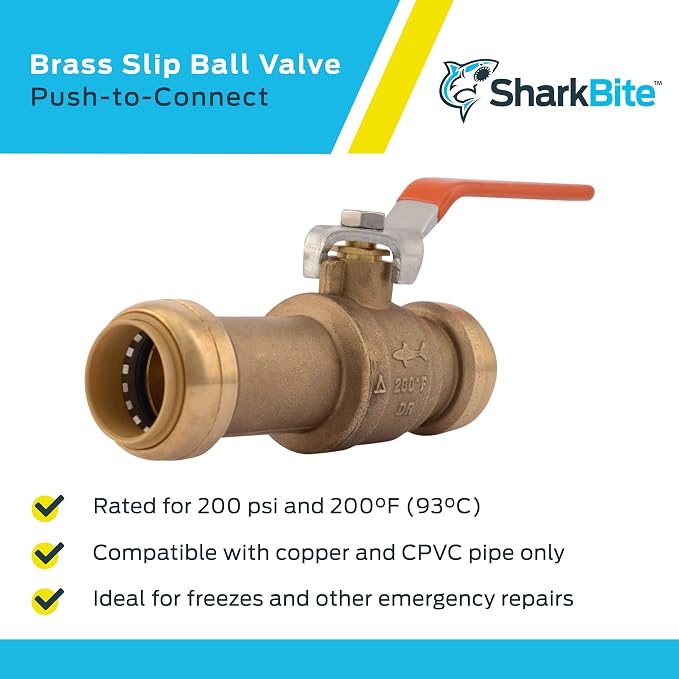 SharkBite 1 Inch Slip Ball Valve, Push to Connect Brass Plumbing Fitting - Image 4