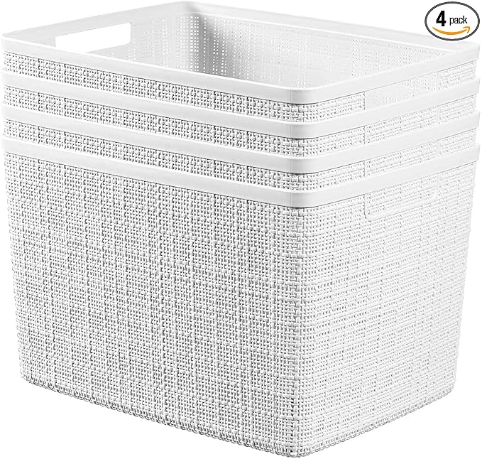 Curver Set of 4 Large 20L Jute Decorative Plastic Organization and Storage by Unknown