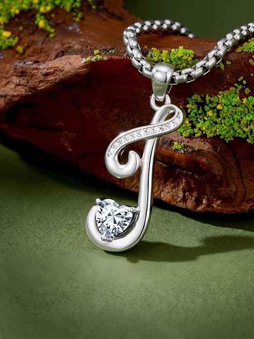 Valentines Day Gifts for Women Alphabet A to Z Initial Birthstone Pendant Necklaces for Women - 18k White Gold Plated Personalized Name Jewelry Valentine Mothers Day Birthday Gifts for Women Her Girlfriend