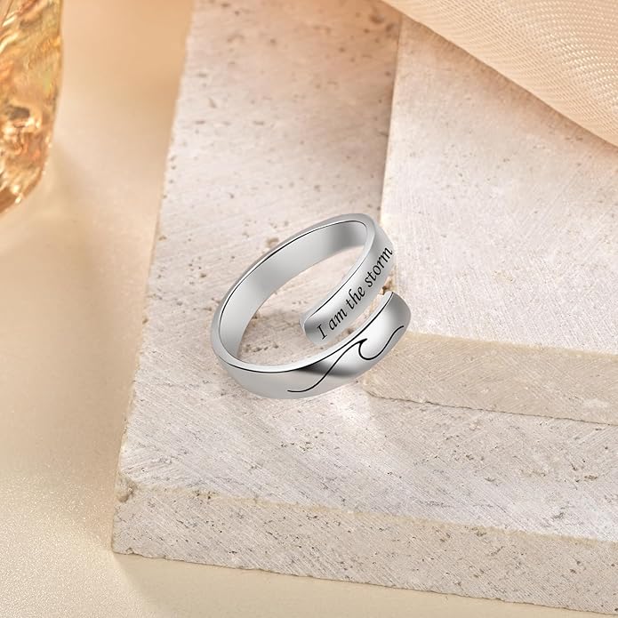 Adjustable Hope Rings 925 Sterling Silver Always with you Ring Inspirational Jewelry Encouragement Gifts for Women