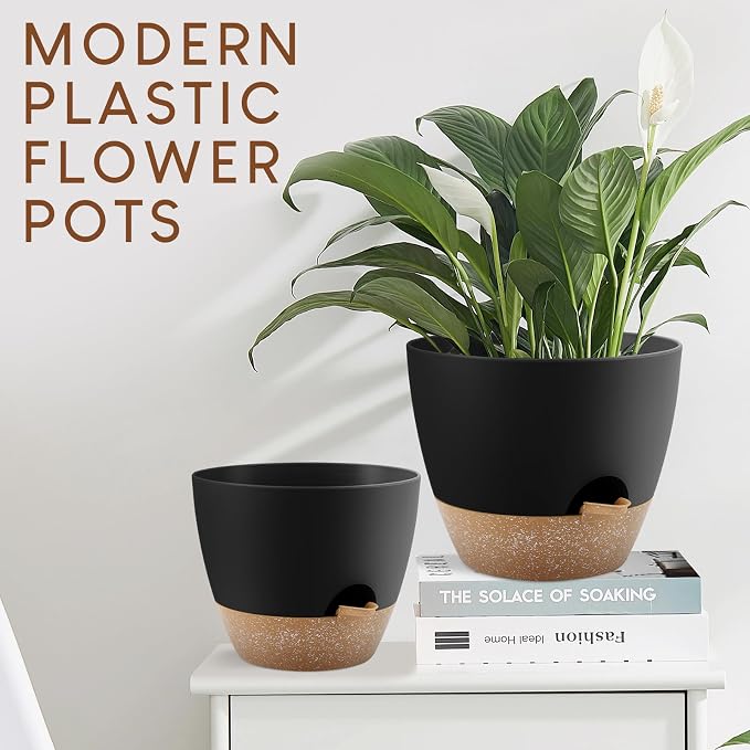 YNNICO Plant Pots 10/9/8/7.5/7 inch, Self Watering Planters - Image 6
