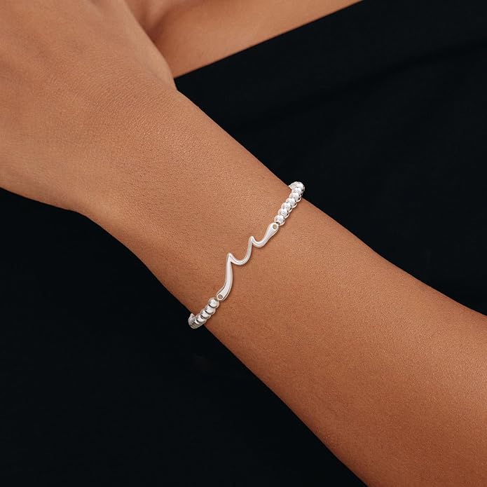 Valentines Day Gifts for Women Her - Beaded Stretch Handmade Ball Bracelets Cute Charm Bracelet Dainty Stackable Cross Heart Bow Wave CZ Jewelry Gifts Trendy Stuff