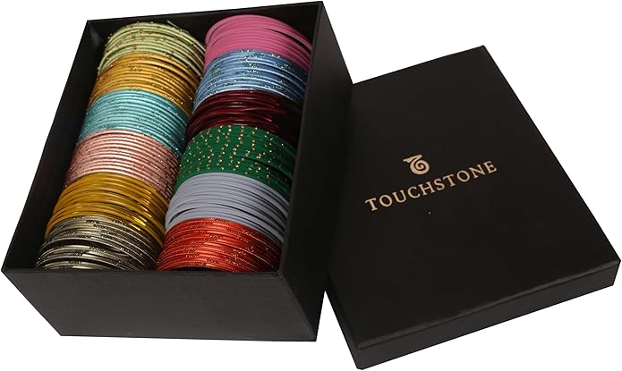 Touchstone indian bangles bracelets for women colorful churiyan set return gifts jewelry chudiya bulk pack bollywood metal bangle sets 12 textured vintage colors. Set of 144