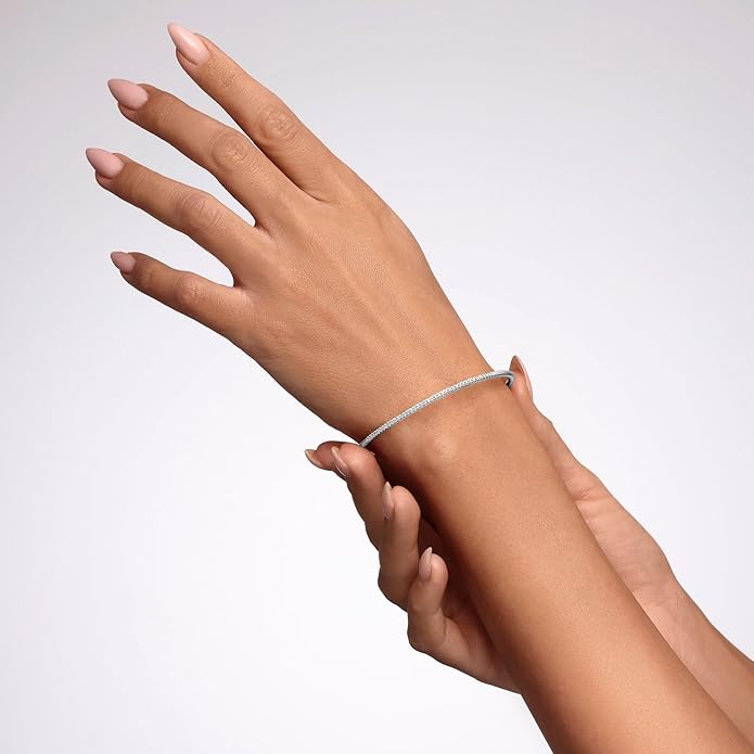 EcoGems Lab Grown Gemstone & Moissanite Bracelets – 14K White or Yellow Gold Plated Sterling Silver – Featuring Lab Grown Diamonds, Emeralds, Paraiba, Sapphire & Pearls – Sustainable Luxury Gift with Gift Box