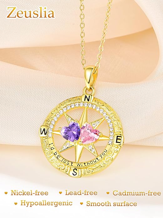Valentine's Day Gifts for Wife 925 Sterling Silver Double Birthstone Pendant Necklaces I Love You for Always and Forever Necklace Anniversary Birthday Gifts for Wife Girlfriend Mom Her