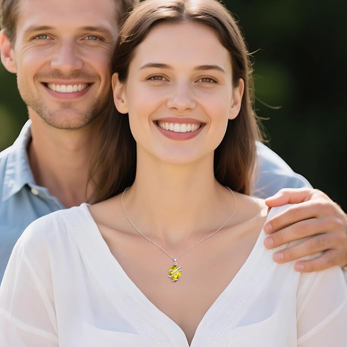 Birthstone Necklace for Women Sterling Silver Teardrop Pendant Necklace Birthday Jewelry Gift for Women