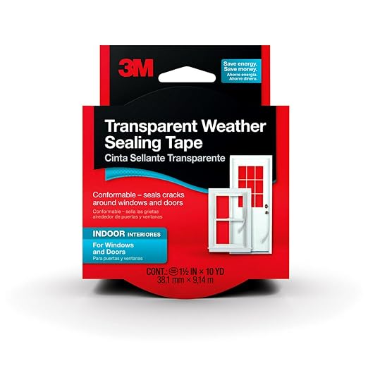 3M Transparent Weather Sealing Tape, 1.5 in x 30 ft, Crystal Clear Removable by 3MIndustrial