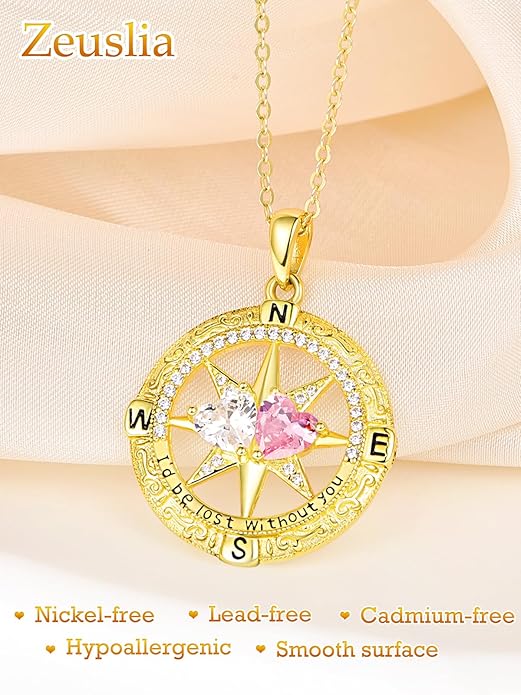 Valentine's Day Gifts for Wife 925 Sterling Silver Double Birthstone Pendant Necklaces I Love You for Always and Forever Necklace Anniversary Birthday Gifts for Wife Girlfriend Mom Her