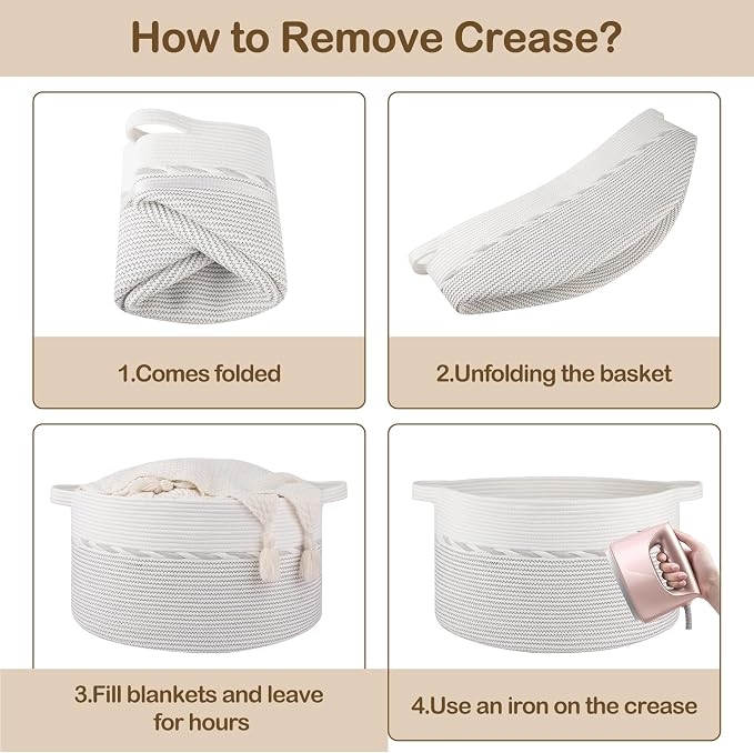 OIAHOMY 90L Extra Large Blanket Basket - Image 8