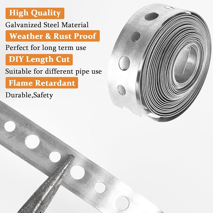2 Pack Gavanized Metal Pipe Strap 3/4 Inch x 10 Feet 28 Gauge Pipe Strapping - Image 4