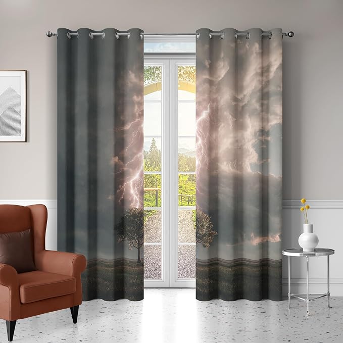Lightning Curtains for Living Room, Lone Tree Blackout Curtains for Bedroom 84 - Image 2