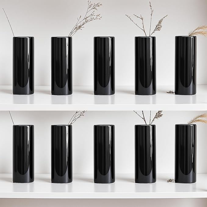 Modern Black Ceramic Vase Set of 10 by LIZOFER