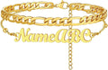 FindChic Custom Ankle Bracelets for Women, Stainless Steel Figaro/Cuban/Wheat/Rope/Herringbone Chain Anklets, Beach Foot Jewelry 8.5''-10.5'' Adjustable & Waterproof, with Gift Box