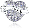 Birthstone Charms 925 Sterling Silver Love Heart Beads Fit Pandora Charms Bracelet, Fit Mother's Day Christmas Birthday Gift