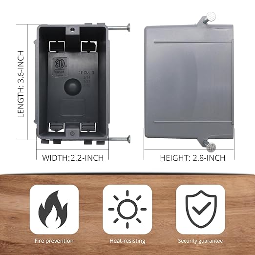 18 Cu in Single Gang New Work Electrical Outlet Box | 1 Gang Wall Outlet Box - Image 3