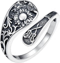 Vintage Adjustable Thumb Rings 925 Sterling Silver Sunflower/Red Cardinal/Butterfly/Turtle/Skull Ring Jewelrry for Women Men