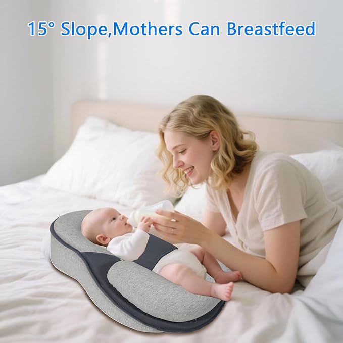 2025 Upgraded Removable Rest Nest Baby Bed Acid Reflux with Strap,Keesley Rest Nest Baby Pillow for Comfortable & Feeding Support