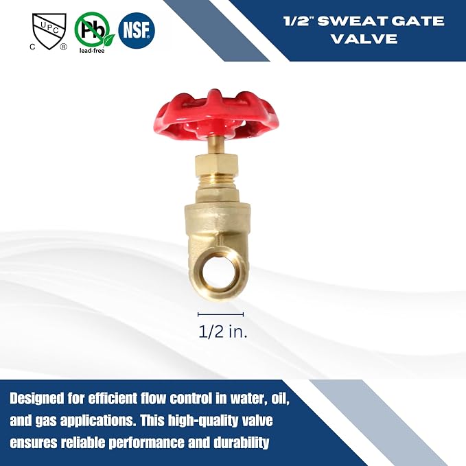 10 Pack XFITTING 1/2 inch Sweat Gate Valve - Image 7