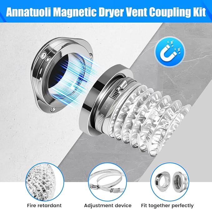 Magnetic Dryer Vent Connector Kit, Airtight Seal Magntic Drver Vent, Including - Image 2