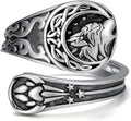 Midari Sun and Moon/Bee/Celtic/Life of Tree/Lotus Spoon Ring for Women 925 Sterling Silver Adjustable Ring Open Ring for Women Men Halloween Birthday Gift