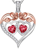 Iefil Valentines Day Gifts for Her - 925 Sterling Silver Rose Heart Necklaces for Women, Anniversary Birthday Gifts for Wife Girlfriend Mom