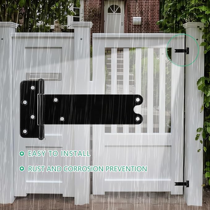 8 in T-Strap Shed Door Hinges 300 Lbs Capacity, 4 Pack Heavy Duty Gate Hinge | - Image 4