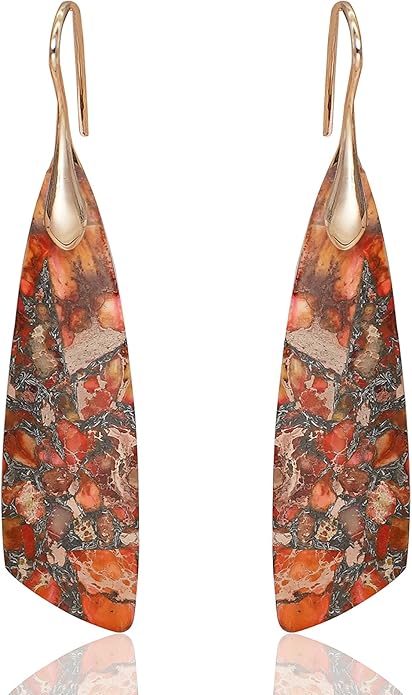 Natural Stone Earrings for Women Boho Triangles Dangle Drop Earrings