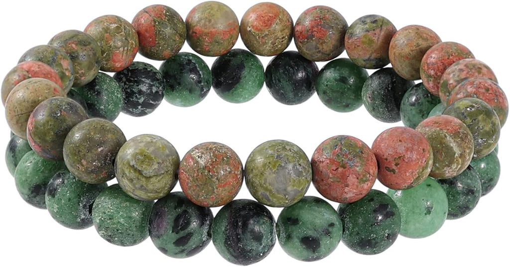 Bivei Natural Gemstone Semi Precious Healing Crystals Handmade Stretchy Round Beads Bracelet,Stocking Stuffers for Women Enhance Positive Energy