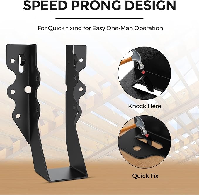 25Pcs Black 2x6 Joist Hangers for Wood, 18 Gauge Metal Face Mount Joist Hanger - Image 2