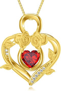 Midari 18K Gold Heart Birthstone Necklace 18K Gold Infinity Rose Necklace Birthday Christmas Jewelry Gifts for Women Wife Her Daughter Mom