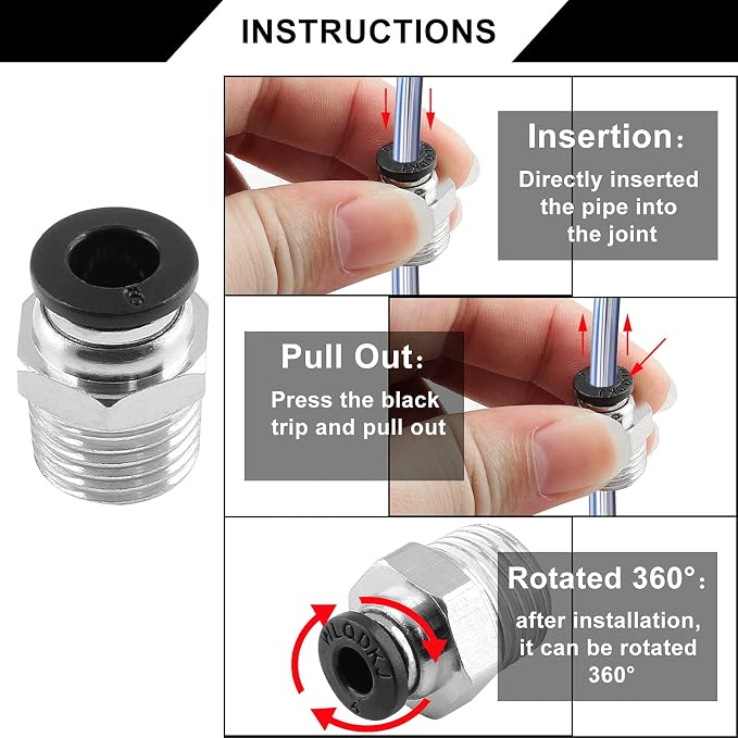 10Pcs 6mm Push Connect 1/4 NPT Male Straight Pneumatic Fitting | Pure Copper - Image 6