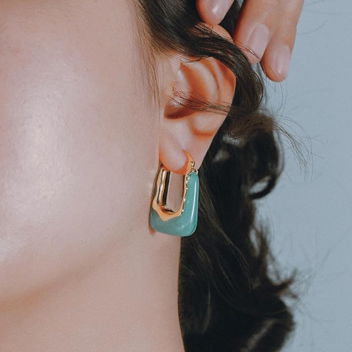 Acrylic Hoop Earrings Chunky Huggie Statement Vintage Earrings Cute Resin Drop Earring Trendy Jewelry Gifts for Women