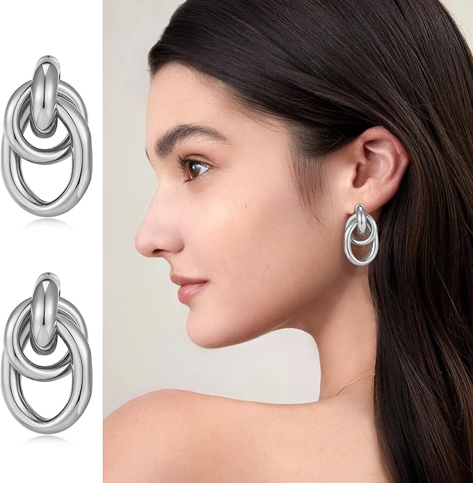 Gold Geometric Drop Dangle Earrings for Women Long Link Dangle Earrings Jewelry Gift