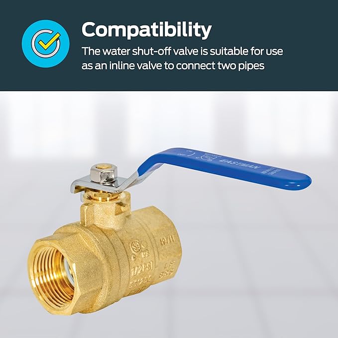 Eastman 1 Inch IPS Heavy Duty Full Port Ball Valve, Brass Plumbing Fitting - Image 3